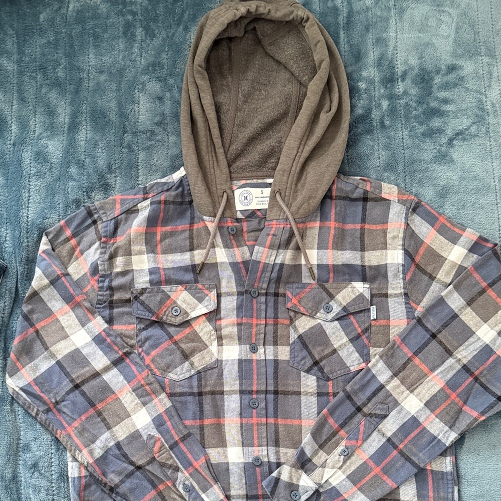 Hurley Plaid Hooded Flannel Shirt